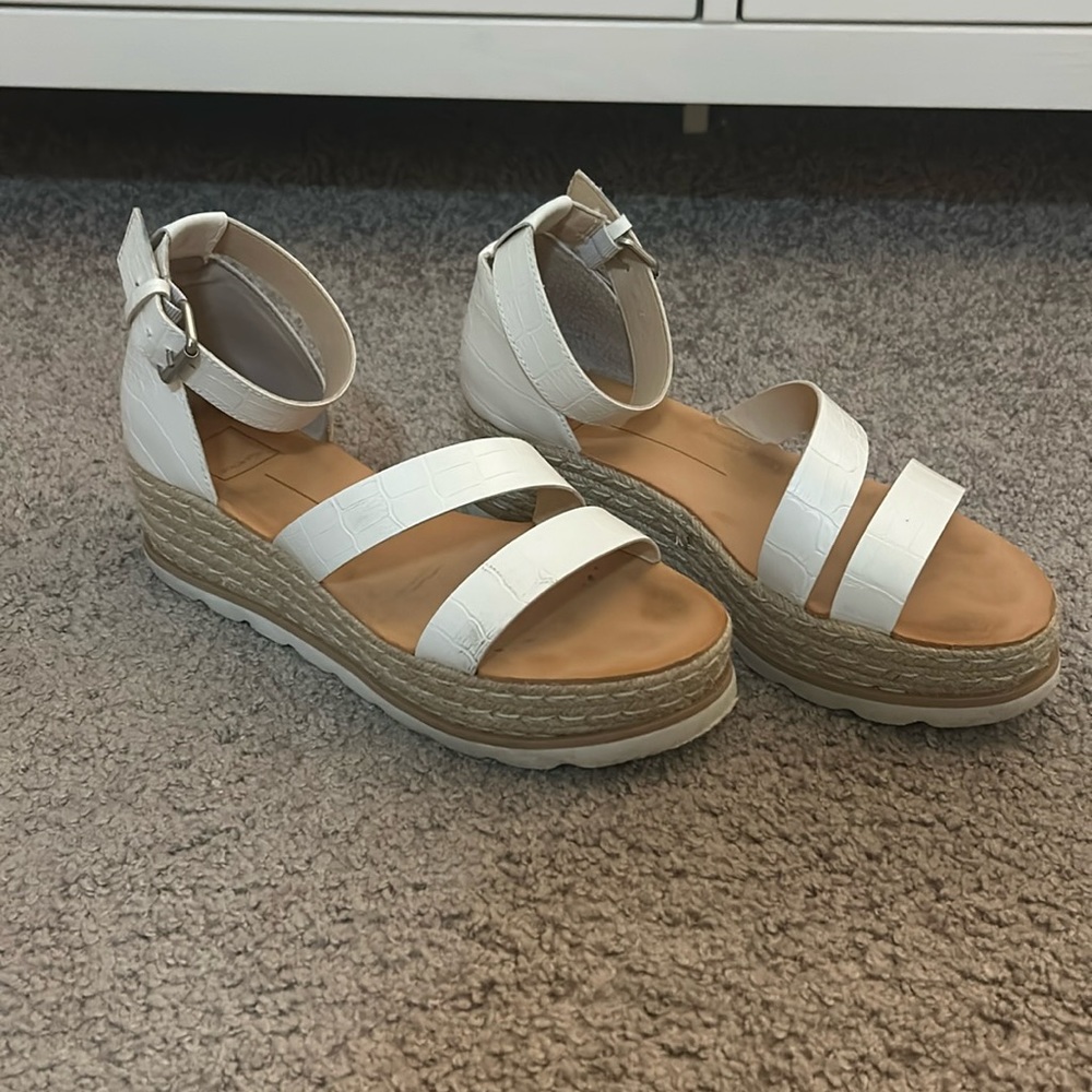 Dolce Vita White Platform Sandals